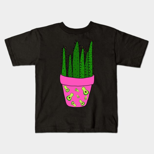 Cute Cactus Design #34: Succulents With Avocado Pot Kids T-Shirt by DreamCactus